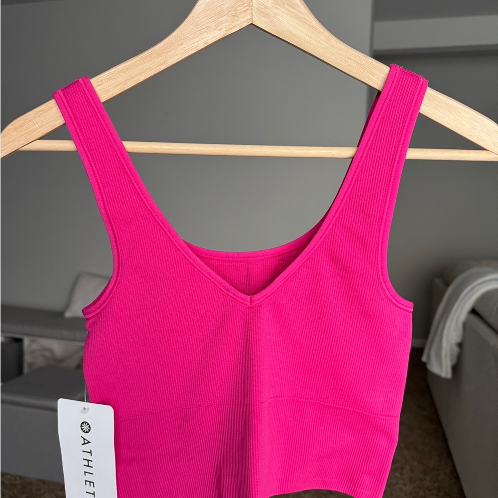 Athleta Pink Ribbed Crop Top